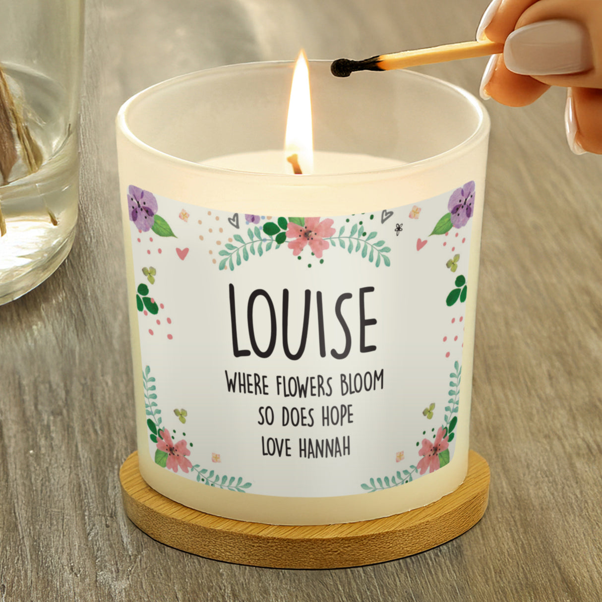 Personalised Floral Scented Jar Candle - Candles at Gift Moments