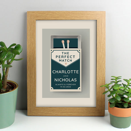 Personalised The Perfect Match A4 Oak Framed Print - Framed Prints at Gift Moments