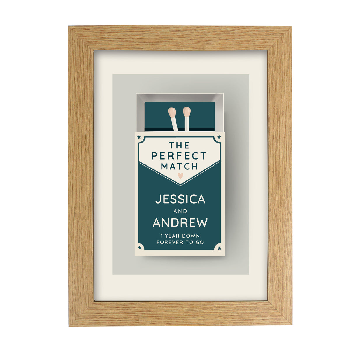 Personalised The Perfect Match A4 Oak Framed Print - Framed Prints at Gift Moments