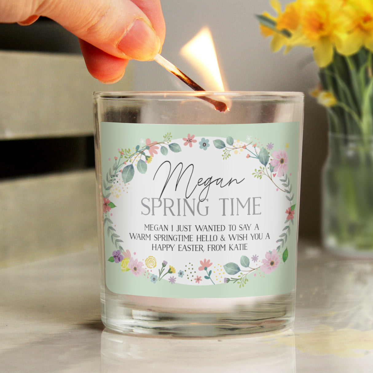 Personalised Springtime Scented Jar Candle - Candles at Gift Moments