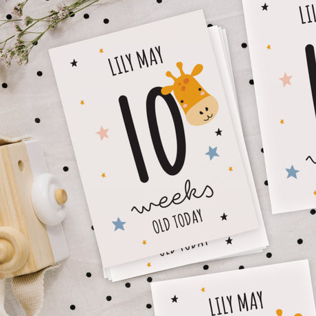 Personalised Animals Baby Milestone Cards: 4 - Keepsakes By Gift Moments