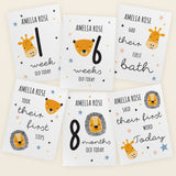 Personalised Animals Baby Milestone Cards: 5 - Keepsakes By Gift Moments