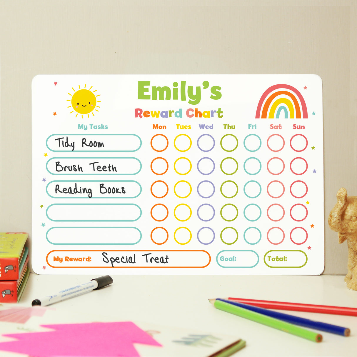 Personalised Rewards Chart & Dry Wipe Pen - Signs & Plaques at Gift Moments