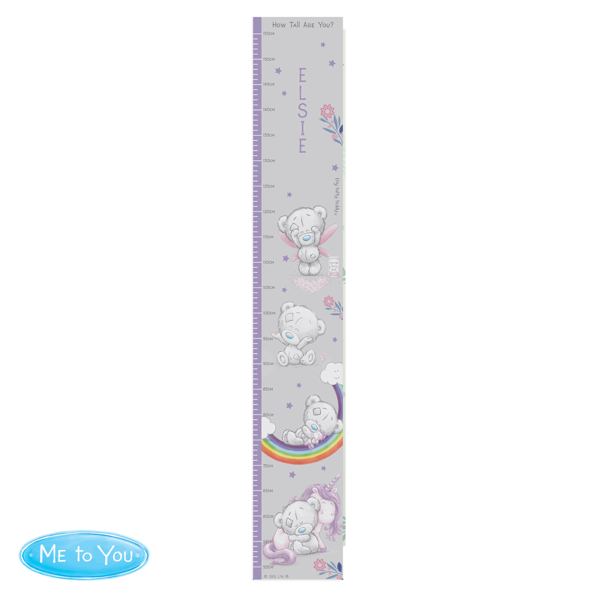 Personalised Tiny Tatty Teddy Unicorn Height Chart - Height Charts at Gift Moments