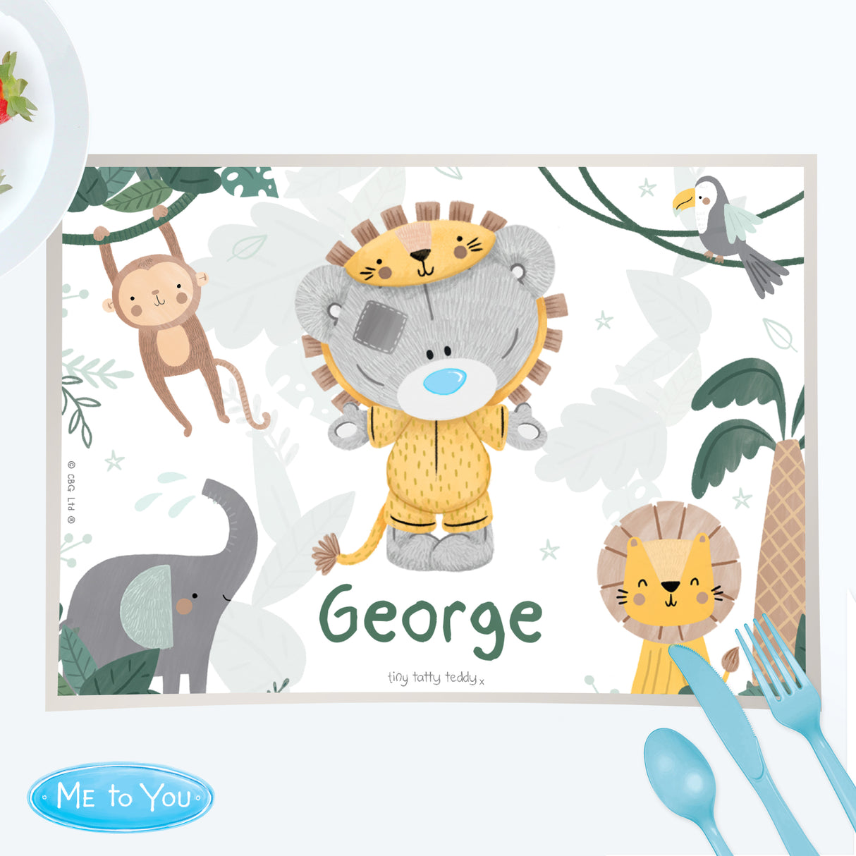 Personalised Tiny Tatty Teddy Jungle Animals Placemat: 1 - Placemats