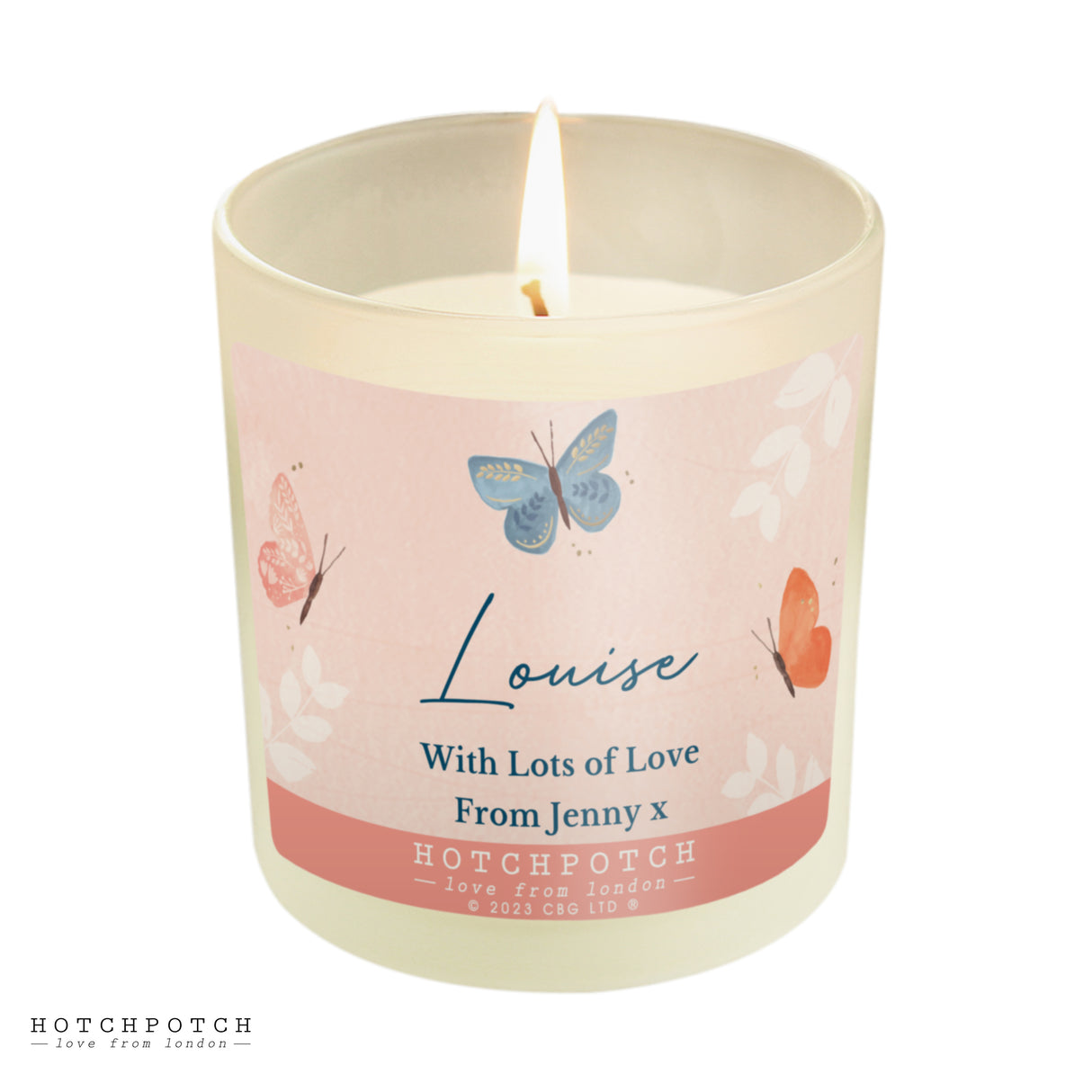 Personalised Hotchpotch Butterfly Scented Candle Jar - Candles at Gift Moments