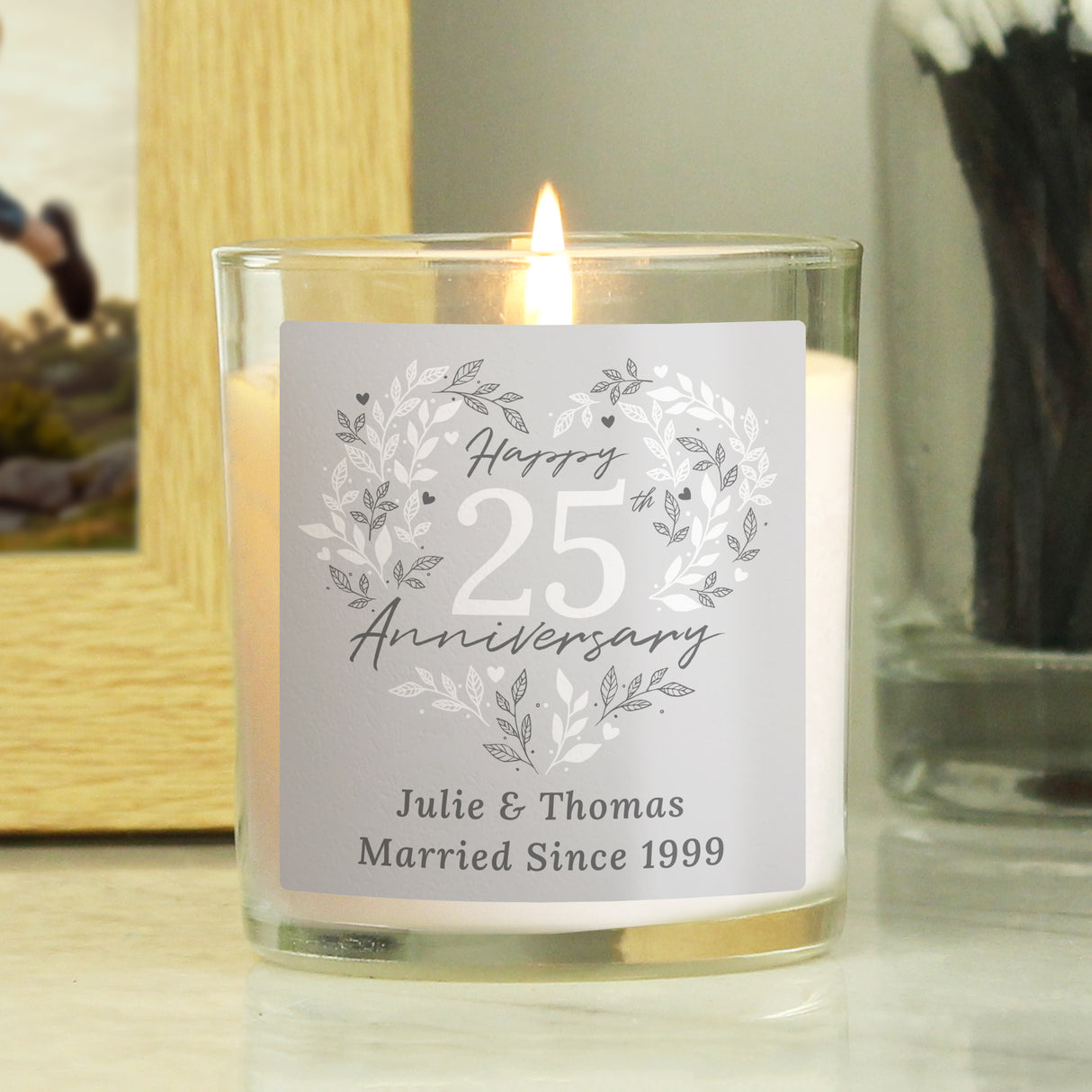 Personalised 25th Silver Wedding Anniversary Candle Jar Default Title - Candles at Gift Moments