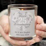 Personalised 25th Silver Wedding Anniversary Candle Jar - Candles at Gift Moments