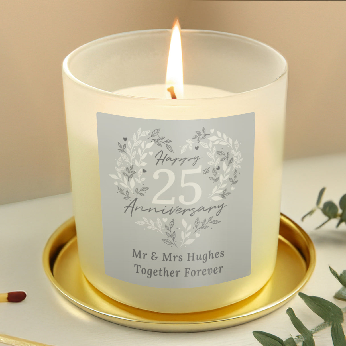 Personalised 25th Silver Wedding Anniversary Candle Jar - Candles at Gift Moments