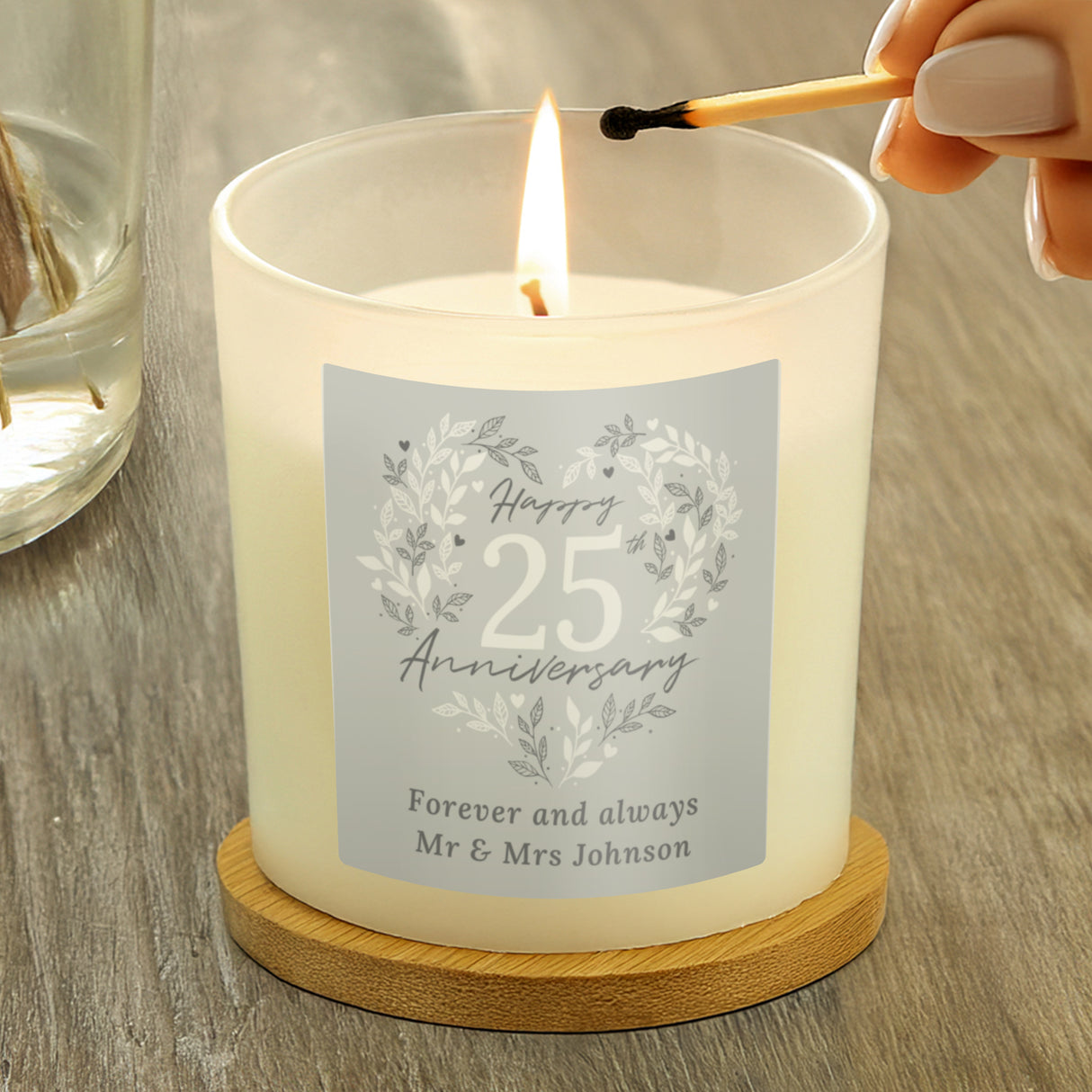 Personalised 25th Silver Wedding Anniversary Candle Jar - Candles at Gift Moments