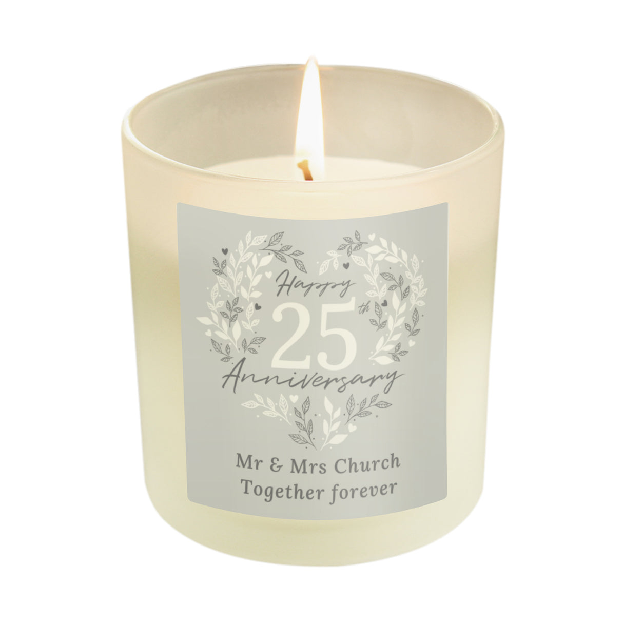 Personalised 25th Silver Wedding Anniversary Candle Jar - Candles at Gift Moments