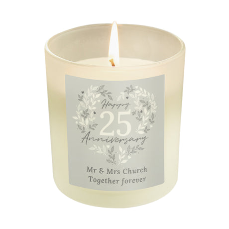 Personalised Silver 25th Anniversary Candle Jar - Candles at Gift Moments