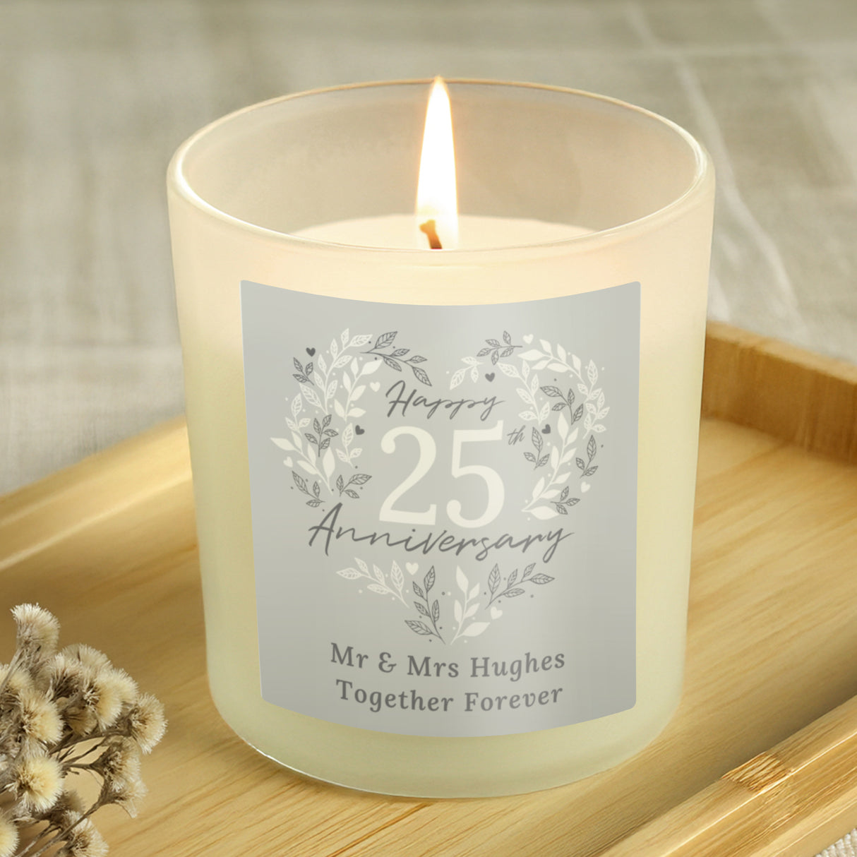 Personalised 25th Silver Wedding Anniversary Candle Jar - Candles at Gift Moments