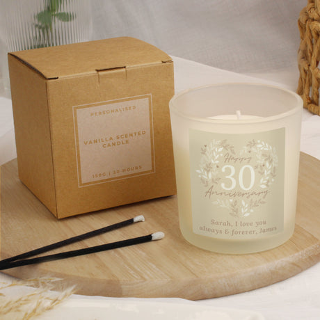 Personalised 30th Pearl Wedding Anniversary Candle Jar - Candles at Gift Moments