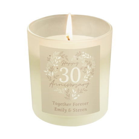 Personalised 30th Pearl Wedding Anniversary Candle Jar - Candles at Gift Moments