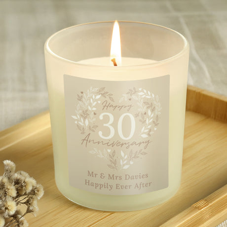 Personalised 30th Pearl Wedding Anniversary Candle Jar - Candles at Gift Moments