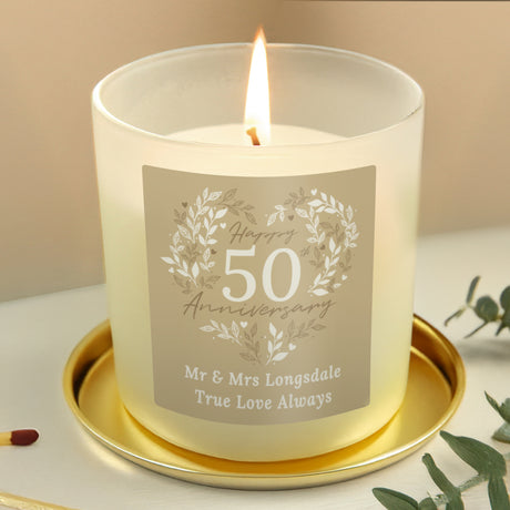 Personalised 50th Golden Anniversary Candle Jar - Candles at Gift Moments