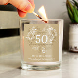 Personalised 50th Golden Wedding Anniversary Candle Jar - Candles at Gift Moments