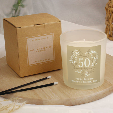 Personalised 50th Golden Anniversary Candle Jar - Candles at Gift Moments