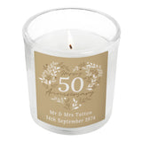 Personalised 50th Golden Wedding Anniversary Candle Jar - Candles at Gift Moments