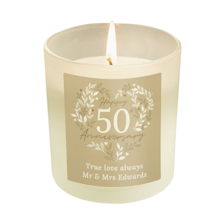 Personalised 50th Golden Anniversary Candle Jar - Candles at Gift Moments