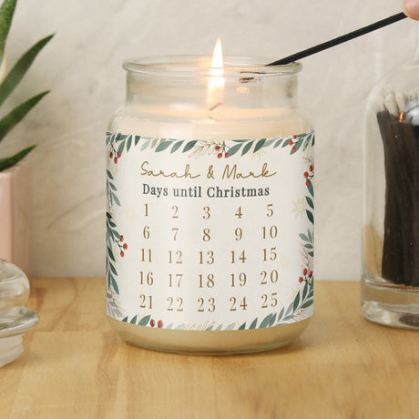 Personalised Countdown Christmas Large Candle Jar - Candles at Gift Moments