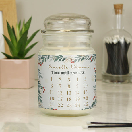 Personalised Countdown Christmas Large Candle Jar - Candles at Gift Moments