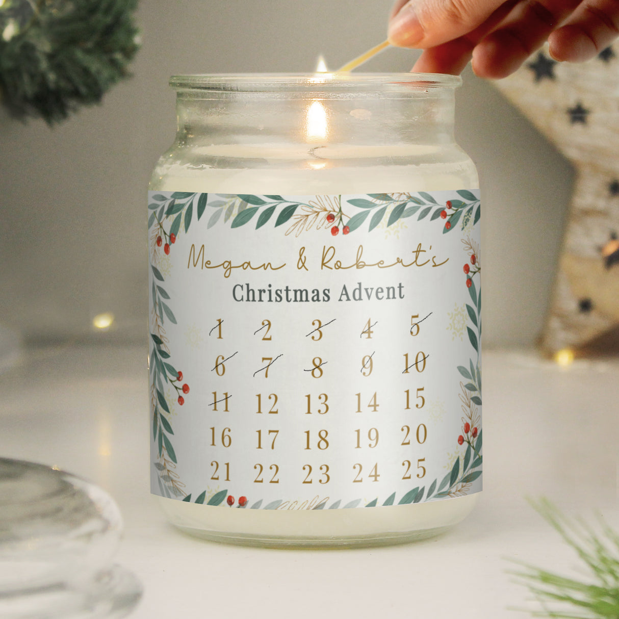 Personalised Countdown Christmas Large Candle Jar - Candles at Gift Moments