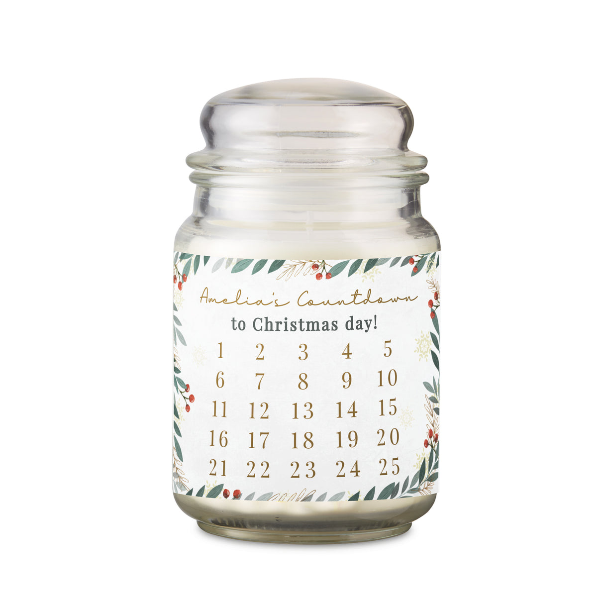 Personalised Countdown Christmas Large Candle Jar - Candles at Gift Moments