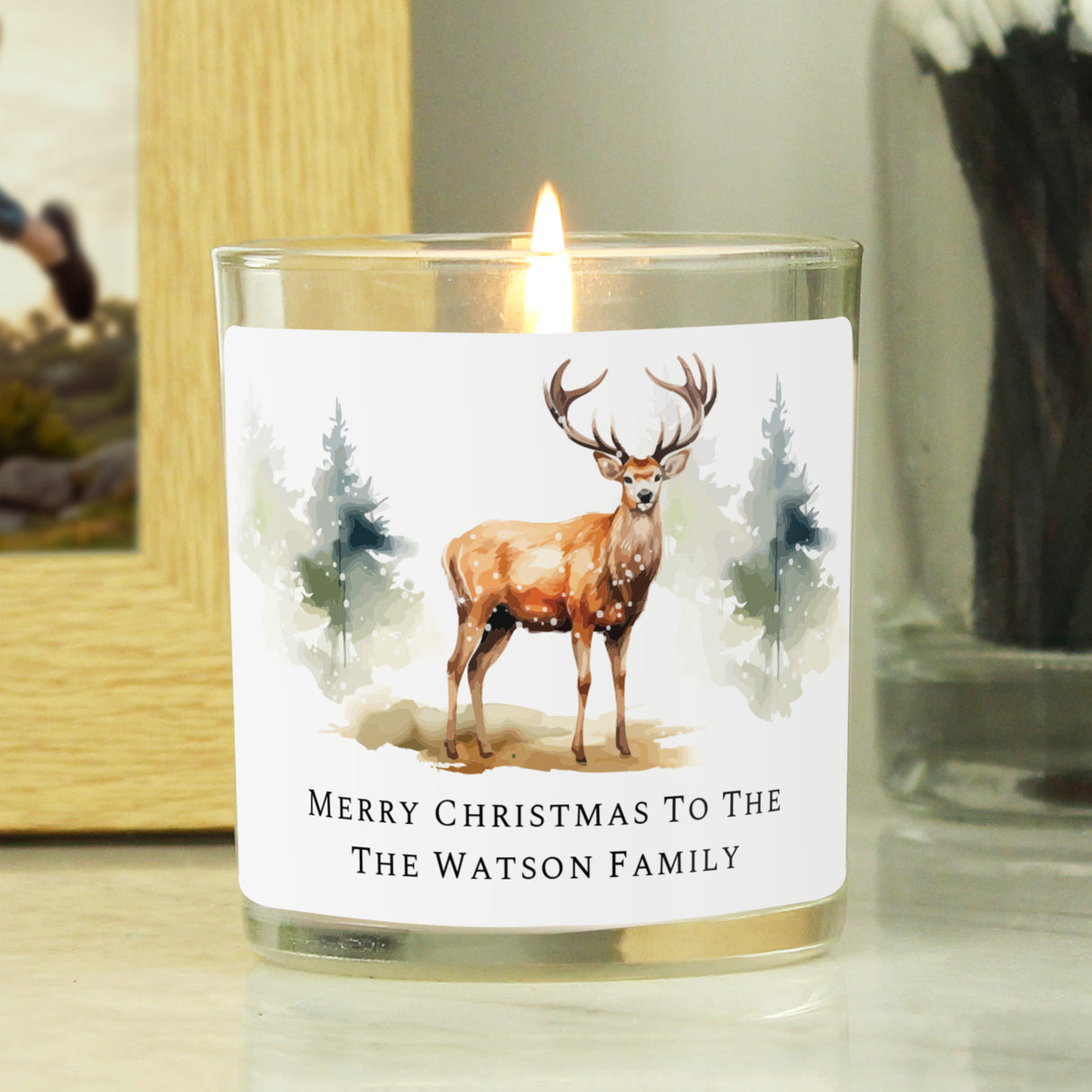 Personalised Watercolour Stag Candle Jar Default Title - Candles at Gift Moments