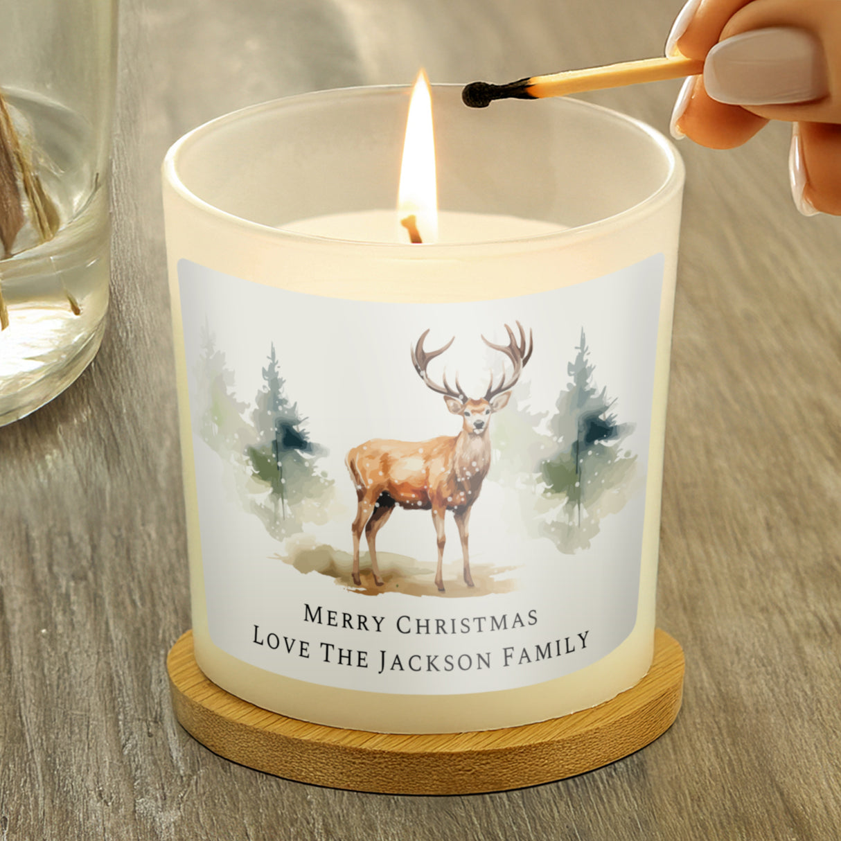 Personalised Watercolour Stag Candle Jar - Candles at Gift Moments