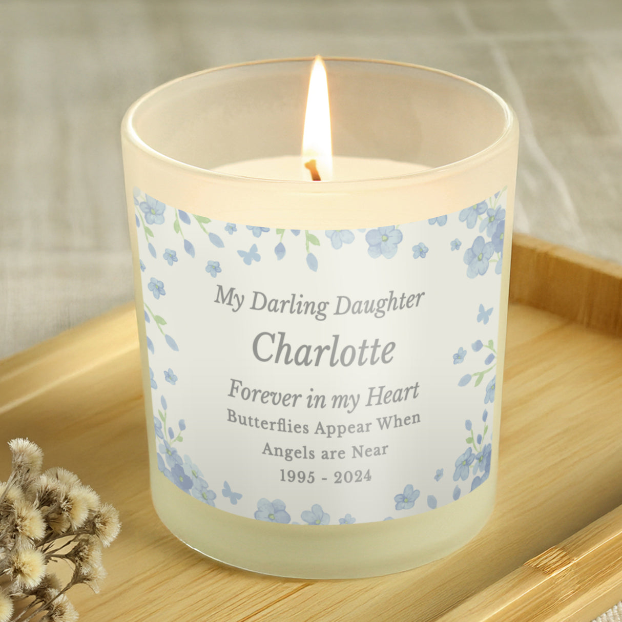 Personalised Memorial Forget Me Not Candle Jar - Candles at Gift Moments