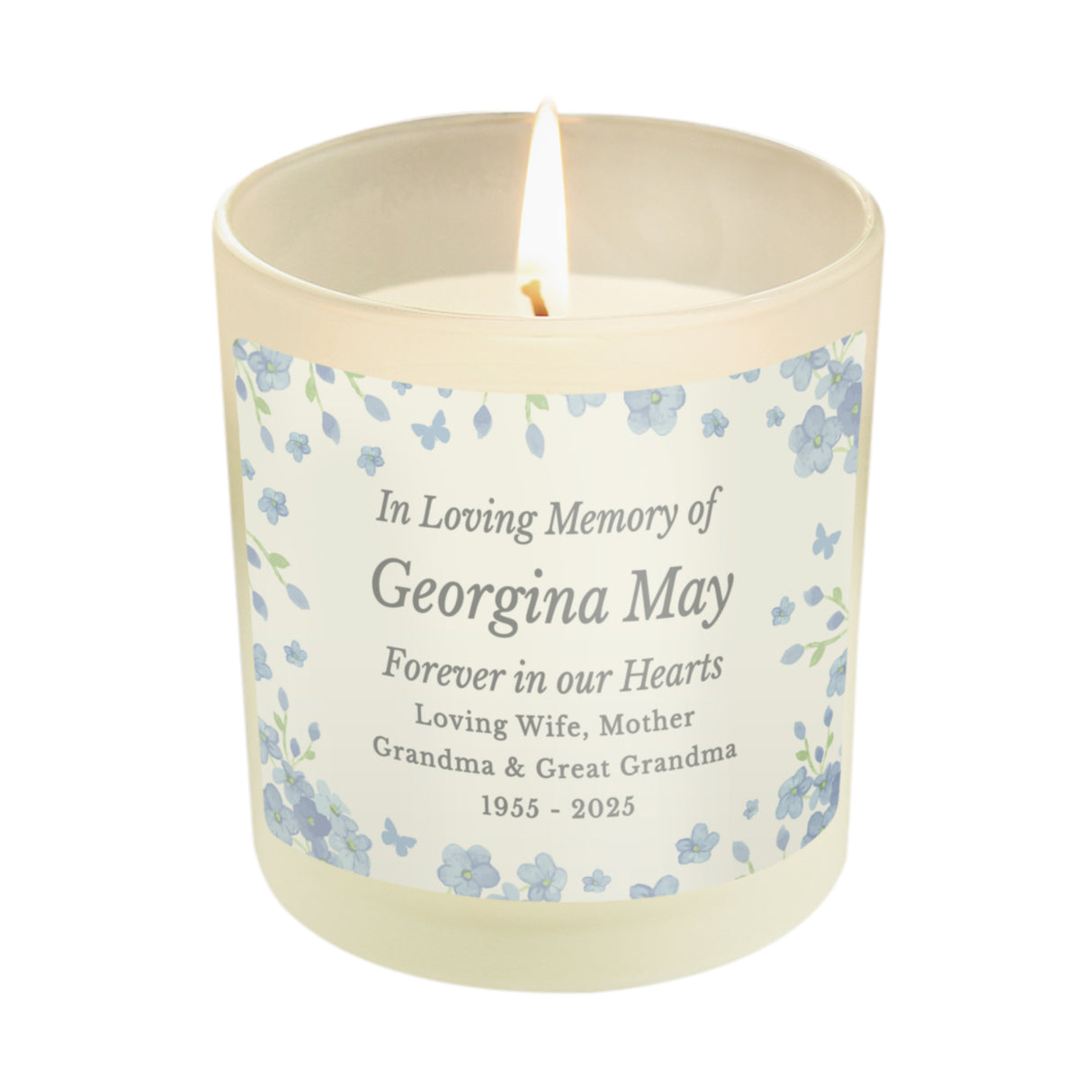 Personalised Memorial Forget Me Not Candle Jar - Candles at Gift Moments