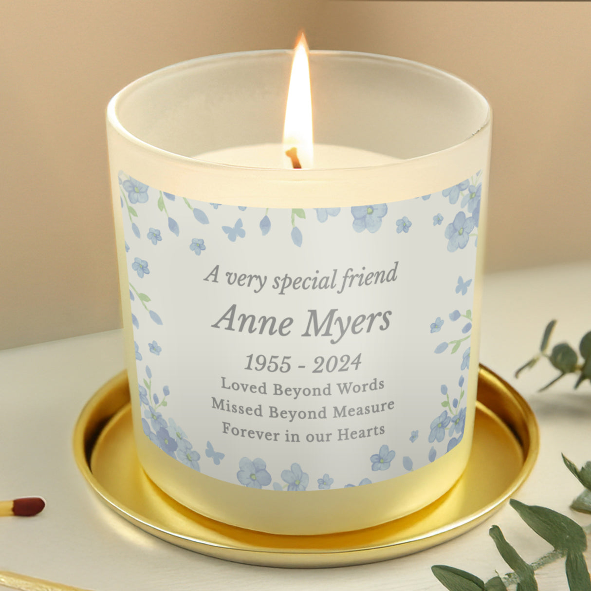 Personalised Memorial Forget Me Not Candle Jar - Candles at Gift Moments