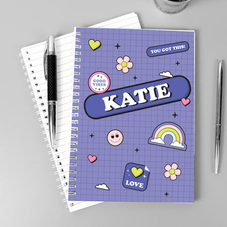 Personalised Good Vibes A5 Notebook - Notebooks at Gift Moments