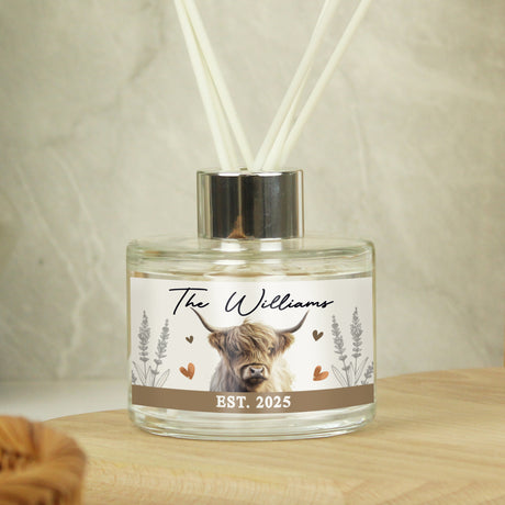 Personalised Highland Cow Reed Diffuser Default Title - Reed Diffusers at Gift Moments