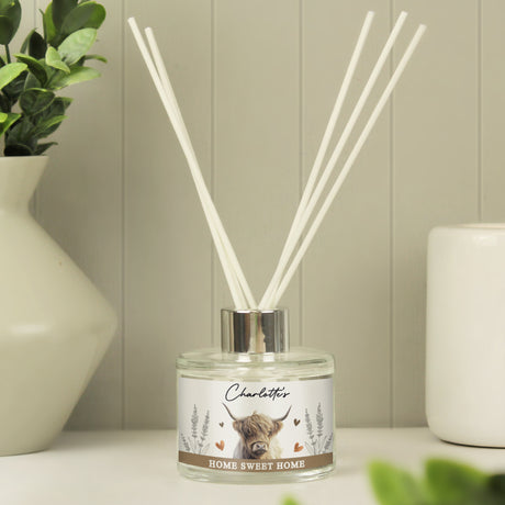 Personalised Highland Cow Reed Diffuser - Reed Diffusers at Gift Moments