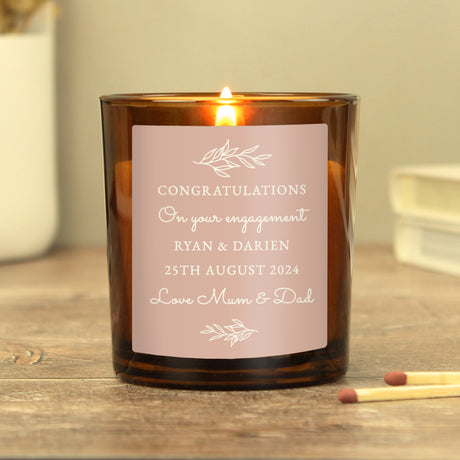 Personalised Pink Label Amber Glass Candle - Candles at Gift Moments