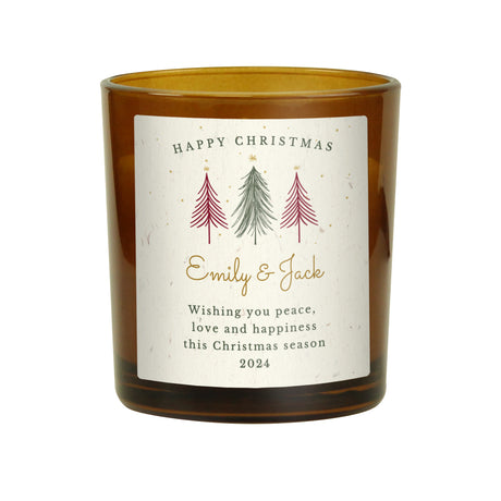 Personalised Christmas Tree Amber Glass Candle - Candles at Gift Moments