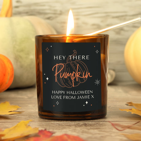 Personalised Pumpkin Amber Glass Candle Default Title - Candles at Gift Moments