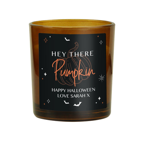 Personalised Pumpkin Amber Glass Candle - Candles at Gift Moments