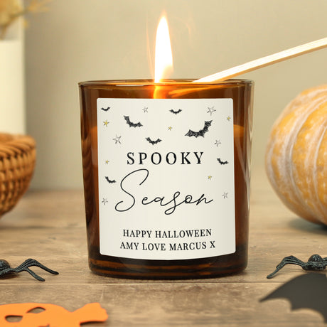 Personalised Spooky Amber Glass Candle Default Title - Candles at Gift Moments