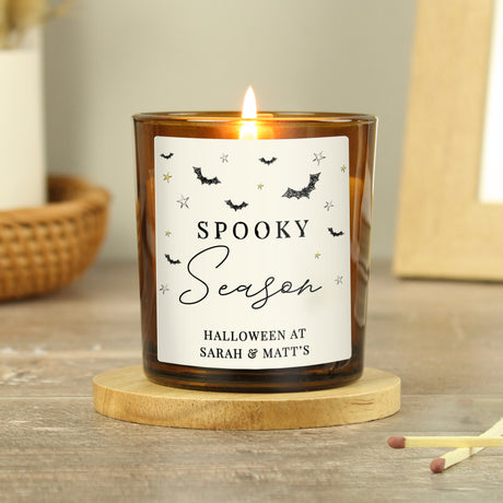 Personalised Spooky Amber Glass Candle - Candles at Gift Moments