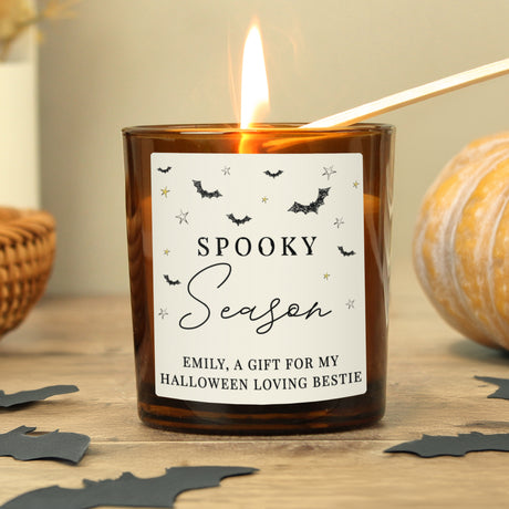 Personalised Spooky Amber Glass Candle - Candles at Gift Moments