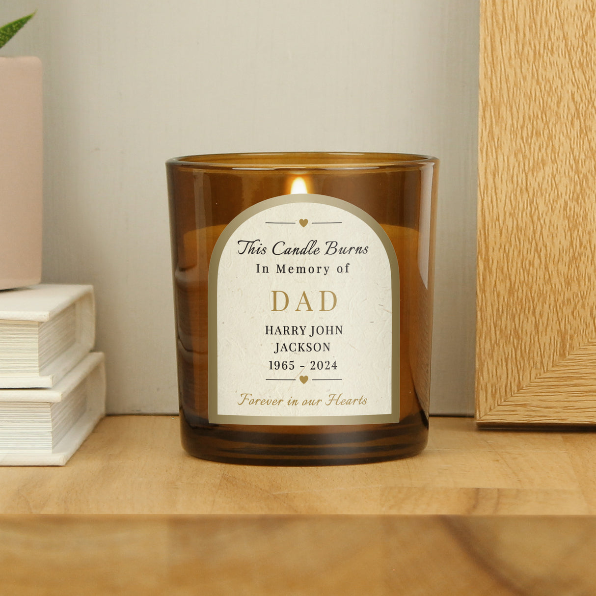 Personalised In Loving Memory Amber Glass Candle - Candles at Gift Moments