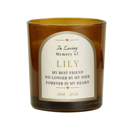 Personalised In Loving Memory Amber Glass Candle - Candles at Gift Moments