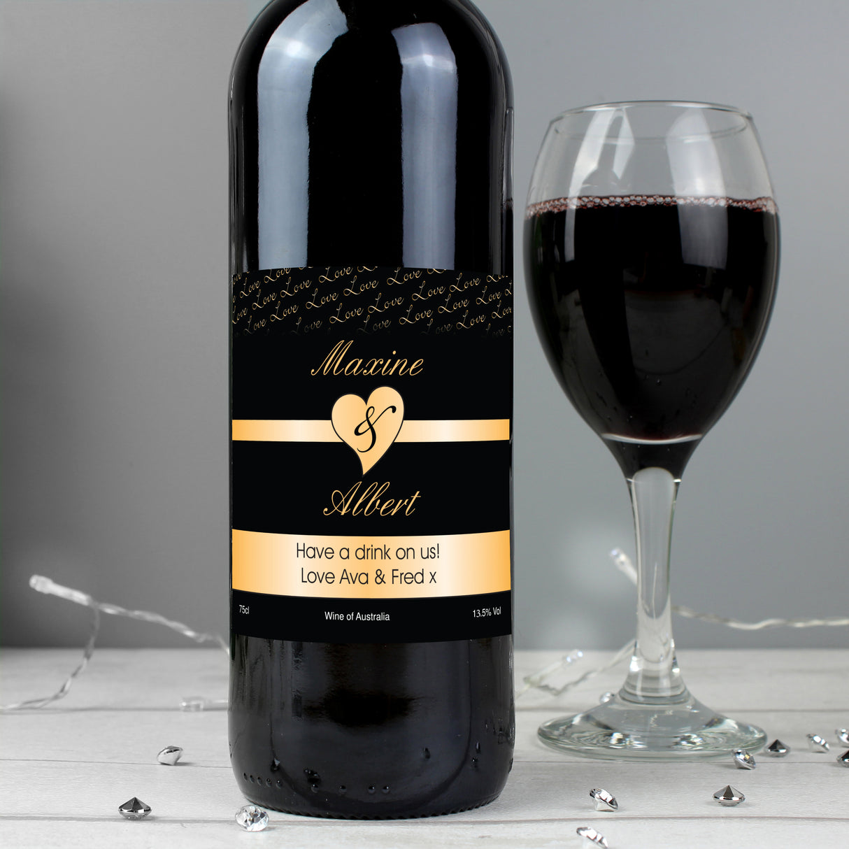 Personalised Couples Heart Red Wine - Wine at Gift Moments