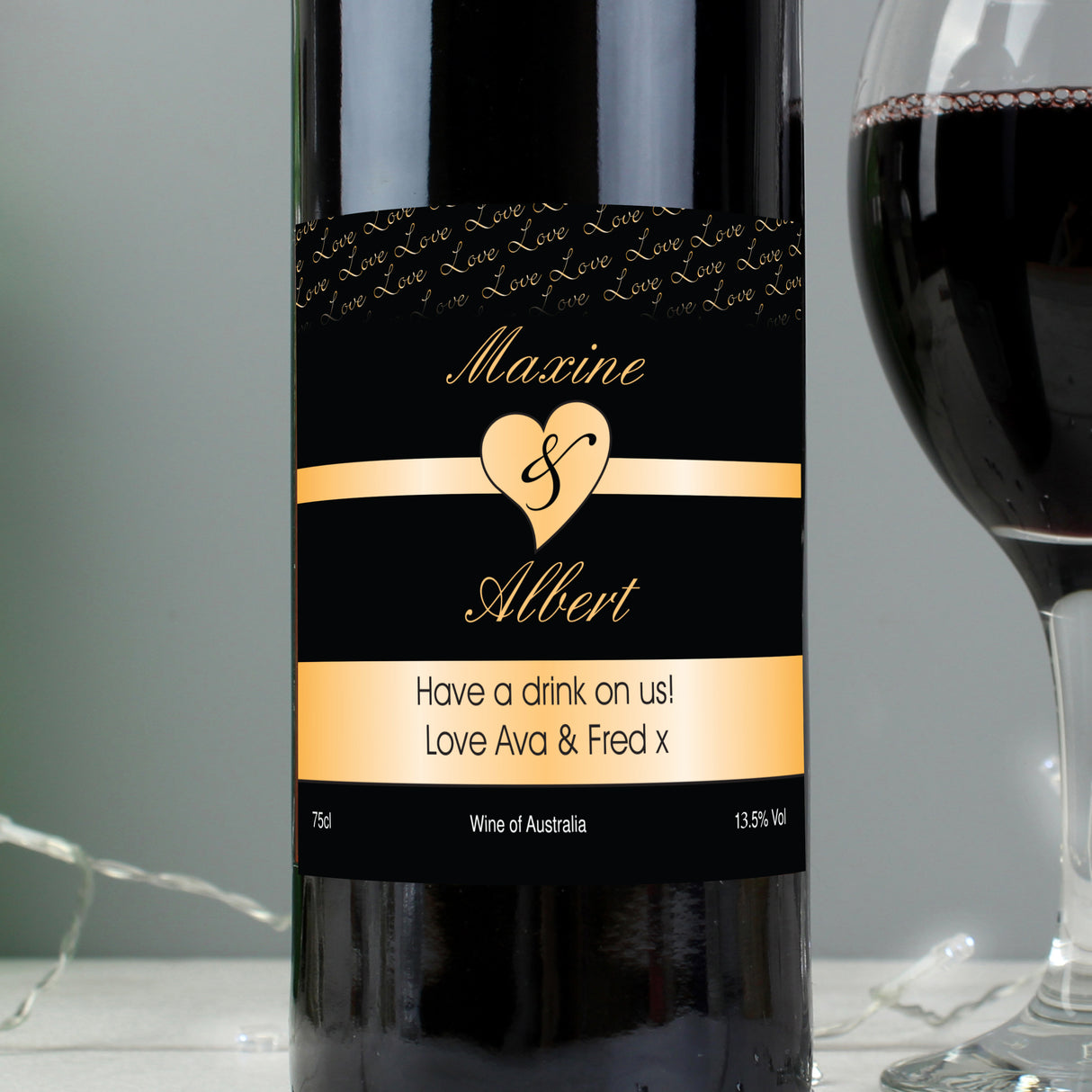 Personalised Couples Heart Red Wine - Wine at Gift Moments