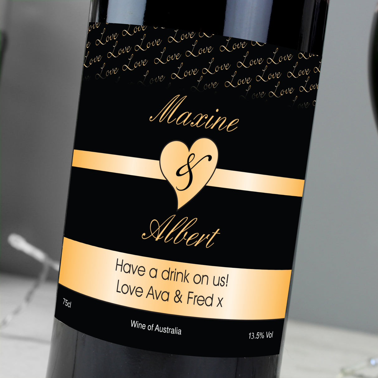 Personalised Couples Heart Red Wine - Wine at Gift Moments