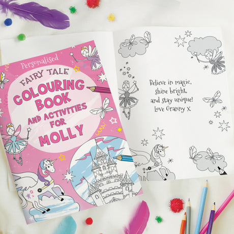 Personalised Princess & Unicorn Colouring Book with Pencil Crayons - Books at Gift Moments